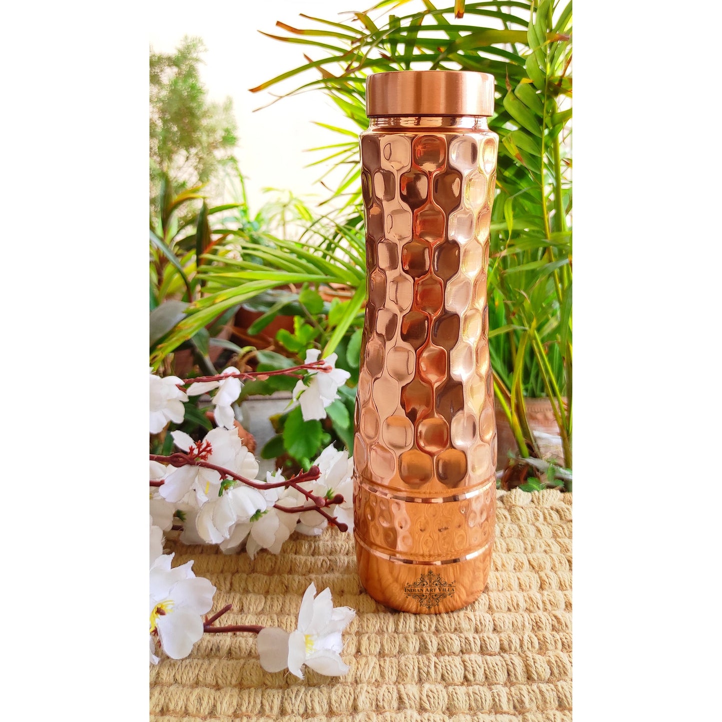 Pure Copper Water Bottle with Honeycomb Design