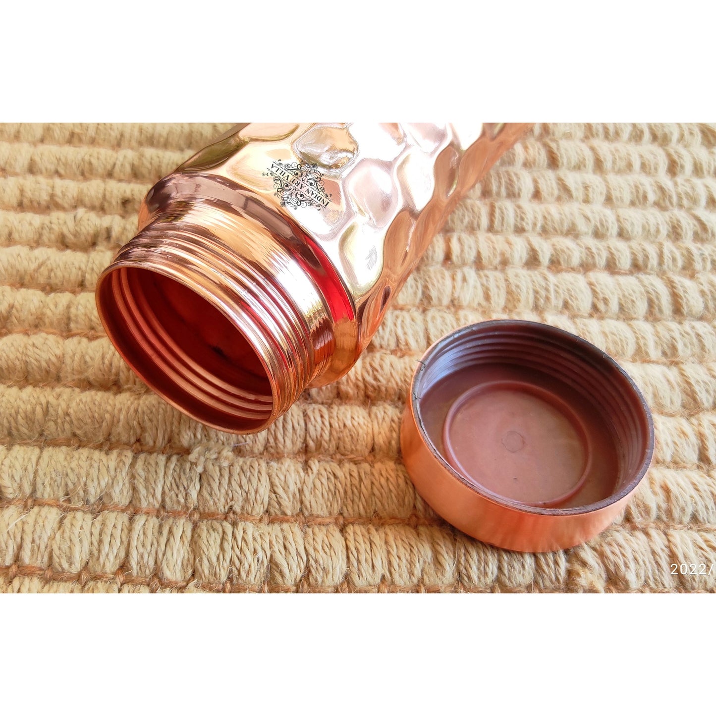 Pure Copper Water Bottle with Honeycomb Design