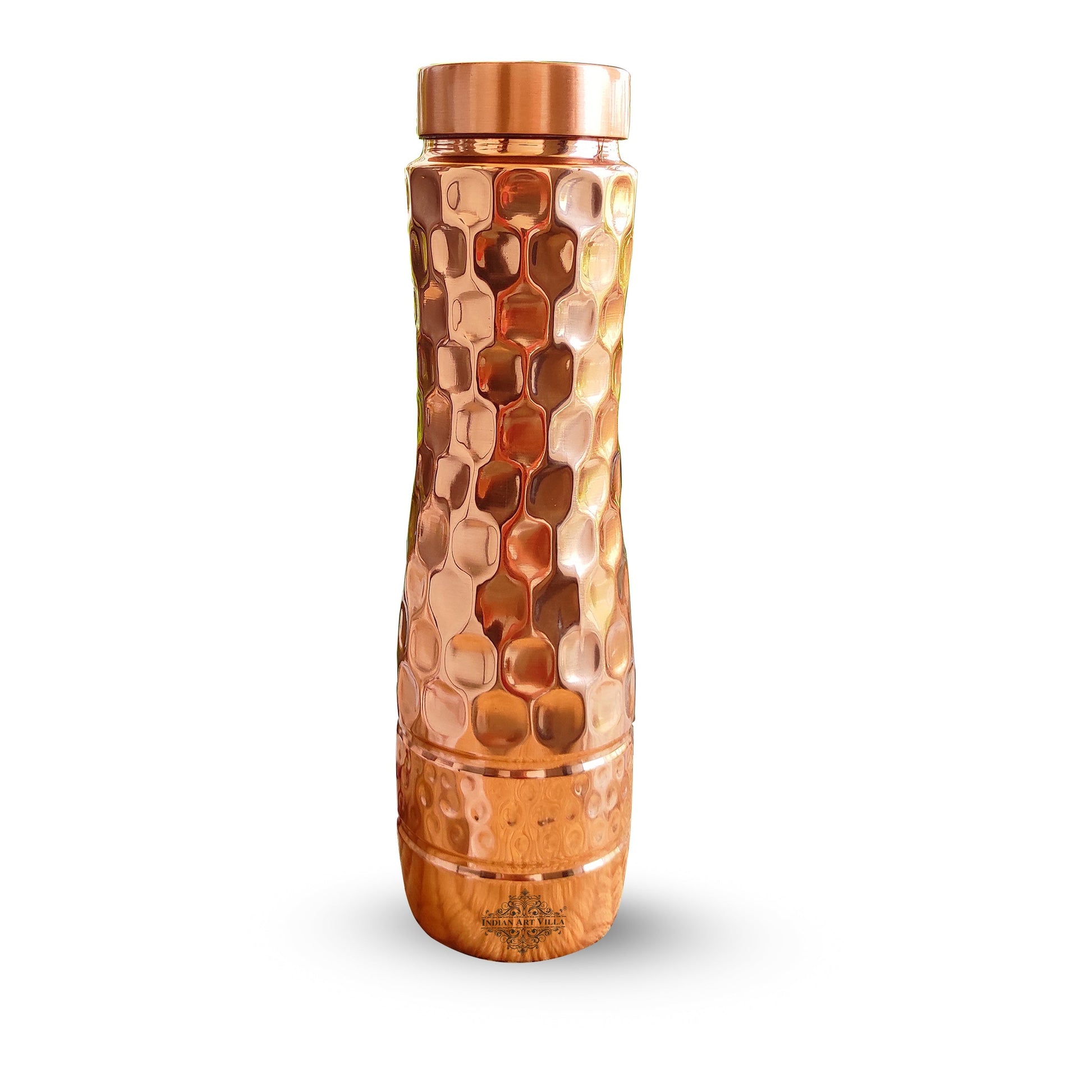 Pure Copper Water Bottle with Honeycomb Design
