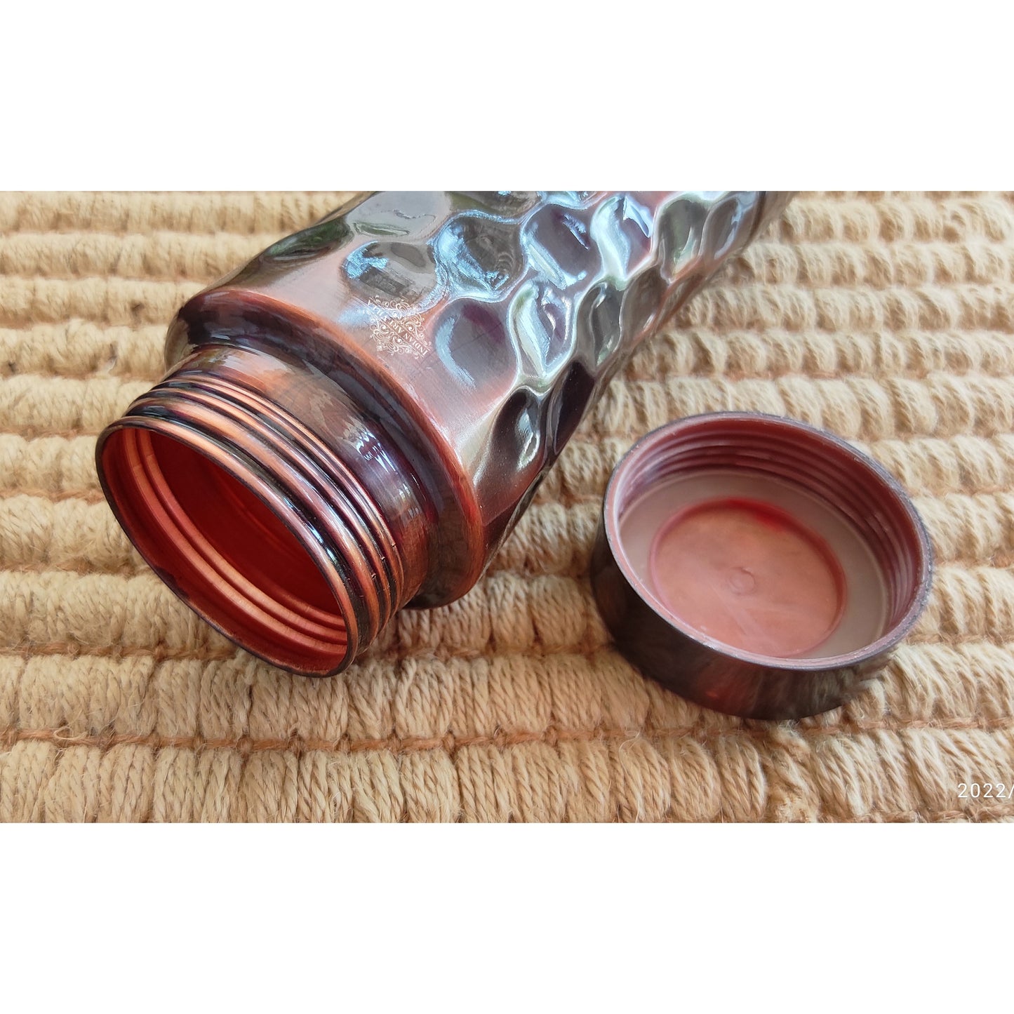 Pure Copper Water Bottle with Honeycomb Design