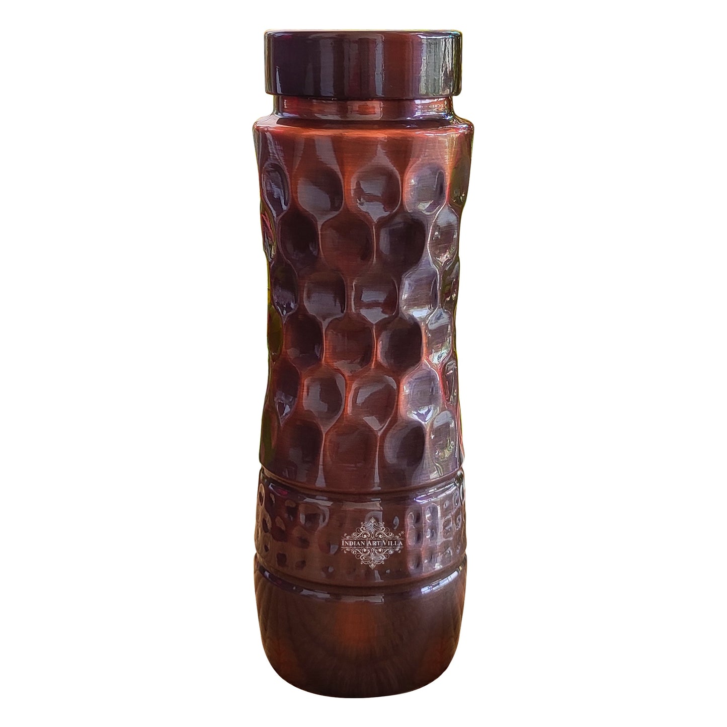 Pure Copper Water Bottle with Honeycomb Design