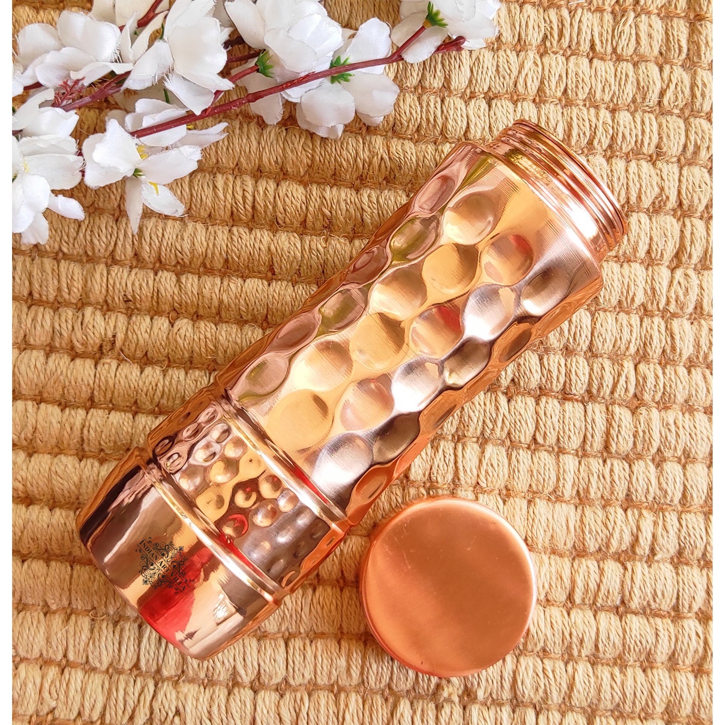 Pure Copper Water Bottle with Honeycomb Design