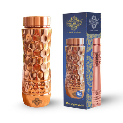 Pure Copper Water Bottle with Honeycomb Design
