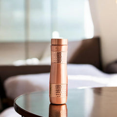 Copper Water Bottle with Half Hammered And Half Lacquer Coating
