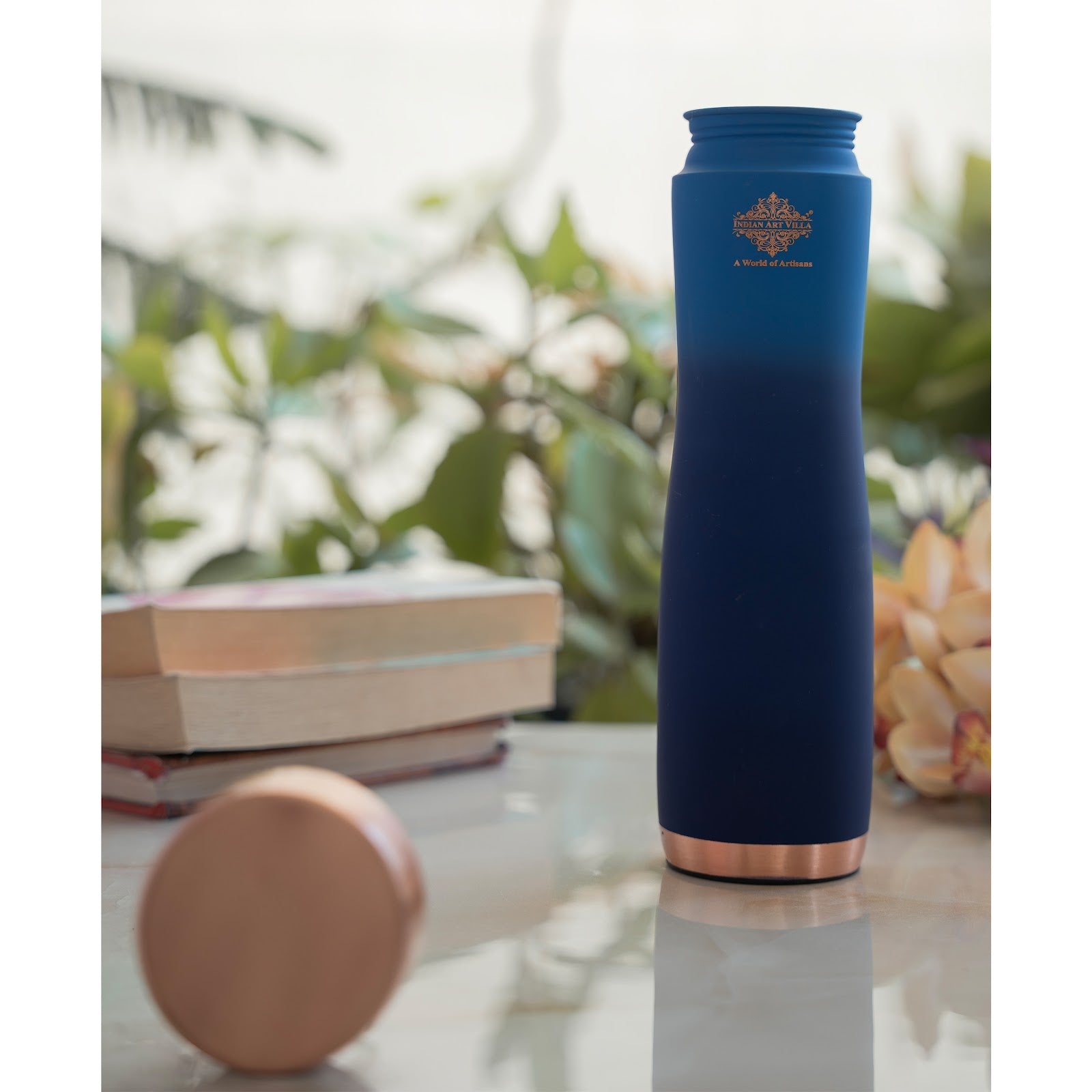 Pure Copper Water Bottle With Ombre Silk Finish Design – 1000ml