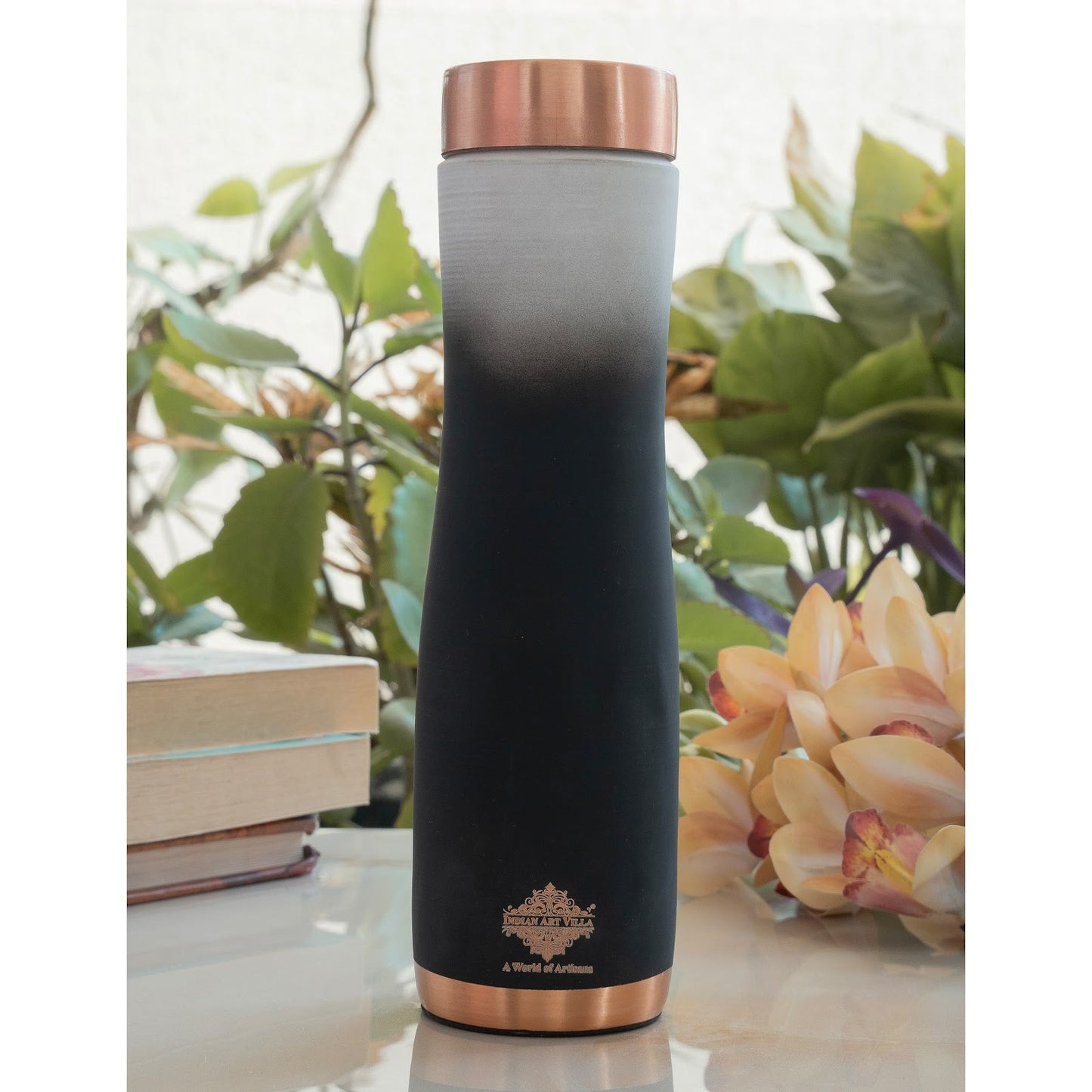 Pure Copper Water Bottle With Ombre Silk Finish Design – 1000ml