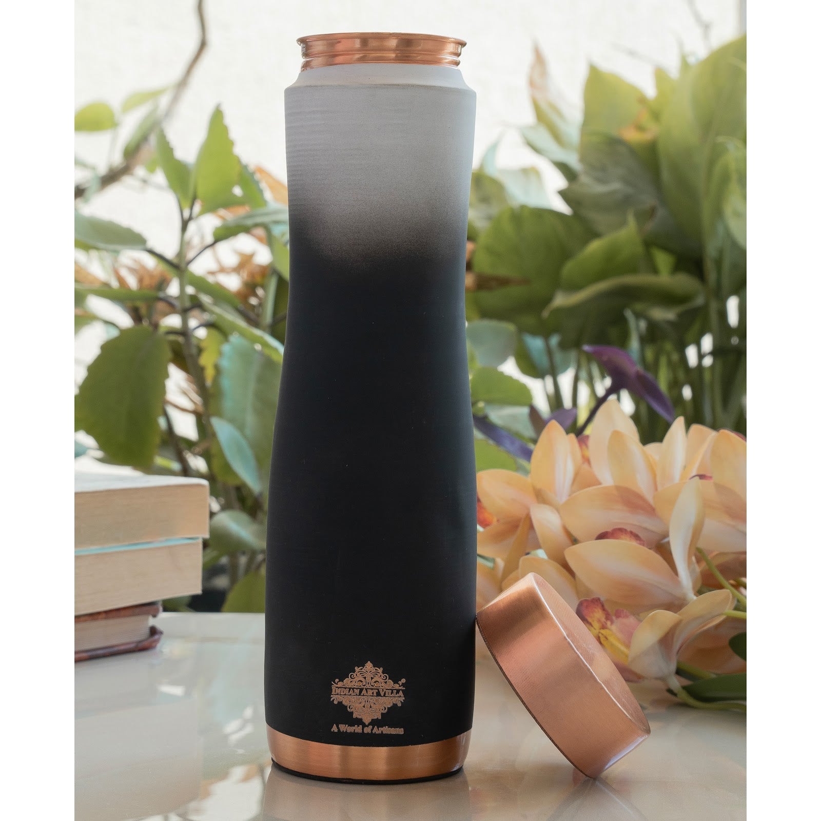 Pure Copper Water Bottle With Ombre Silk Finish Design – 1000ml
