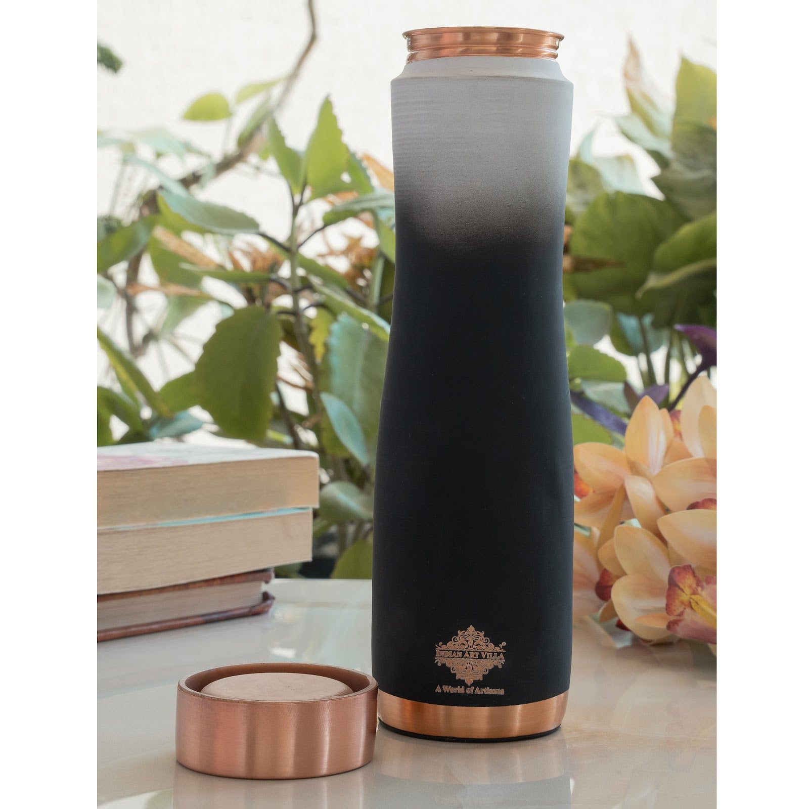 Pure Copper Water Bottle With Ombre Silk Finish Design – 1000ml