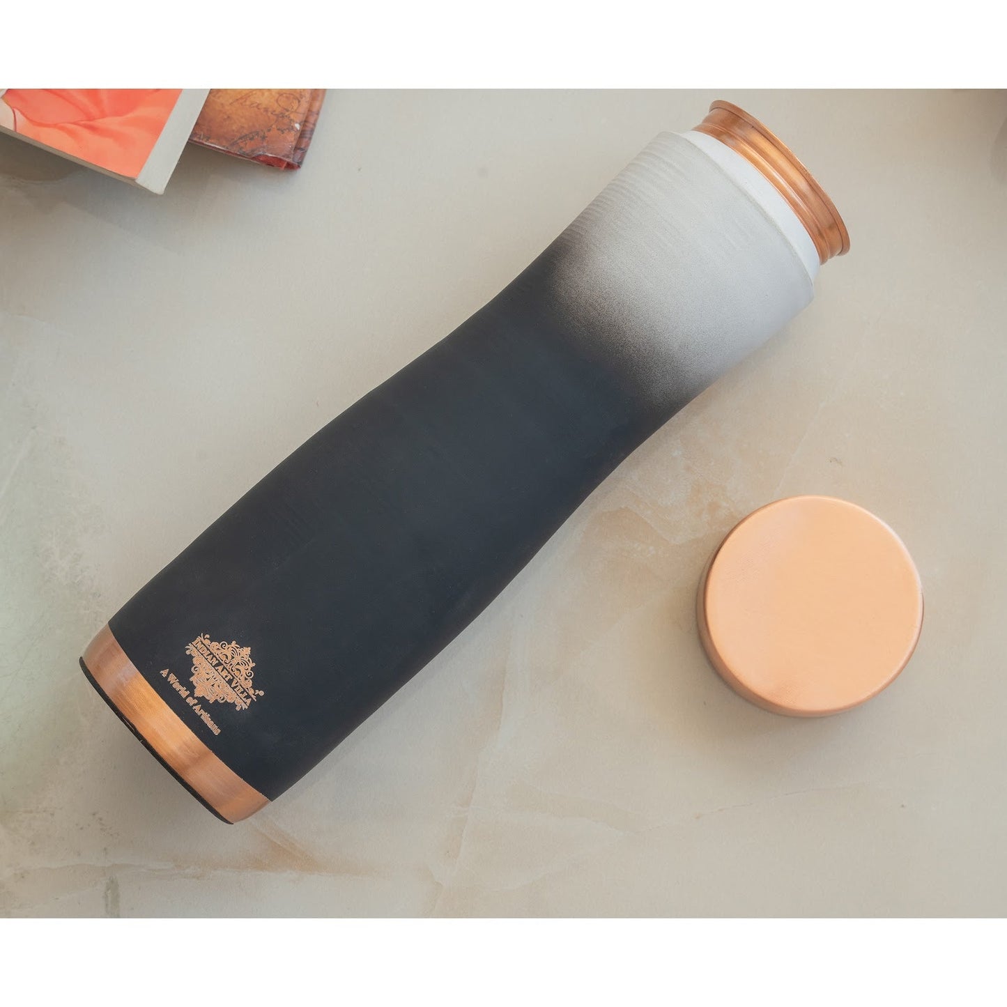 Pure Copper Water Bottle With Ombre Silk Finish Design – 1000ml