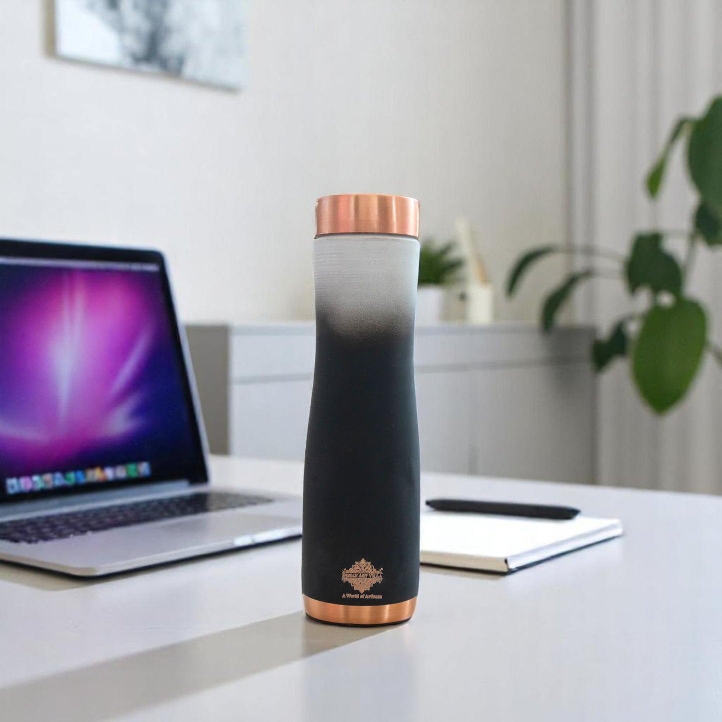 Pure Copper Water Bottle With Ombre Silk Finish Design – 1000ml