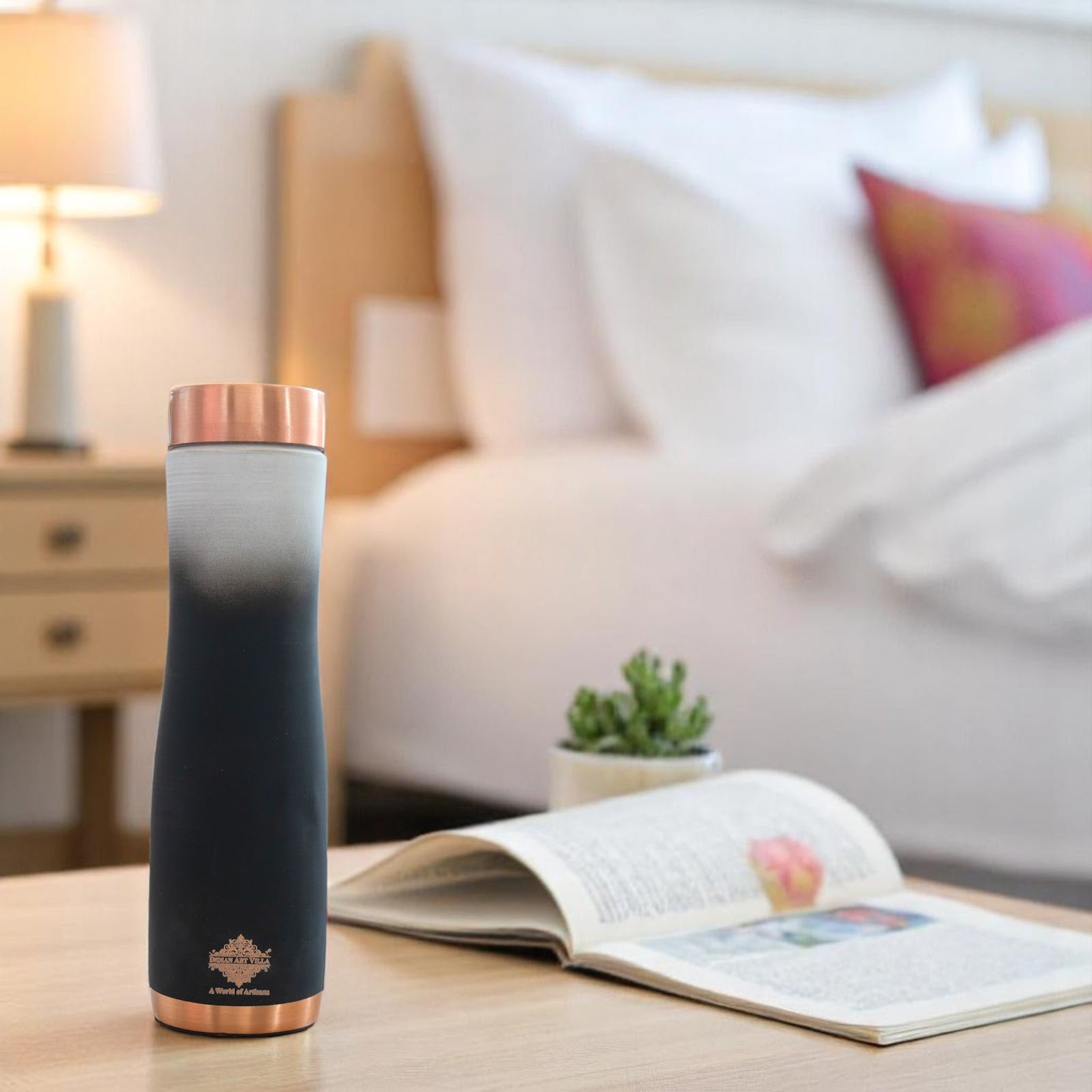 Pure Copper Water Bottle With Ombre Silk Finish Design – 1000ml
