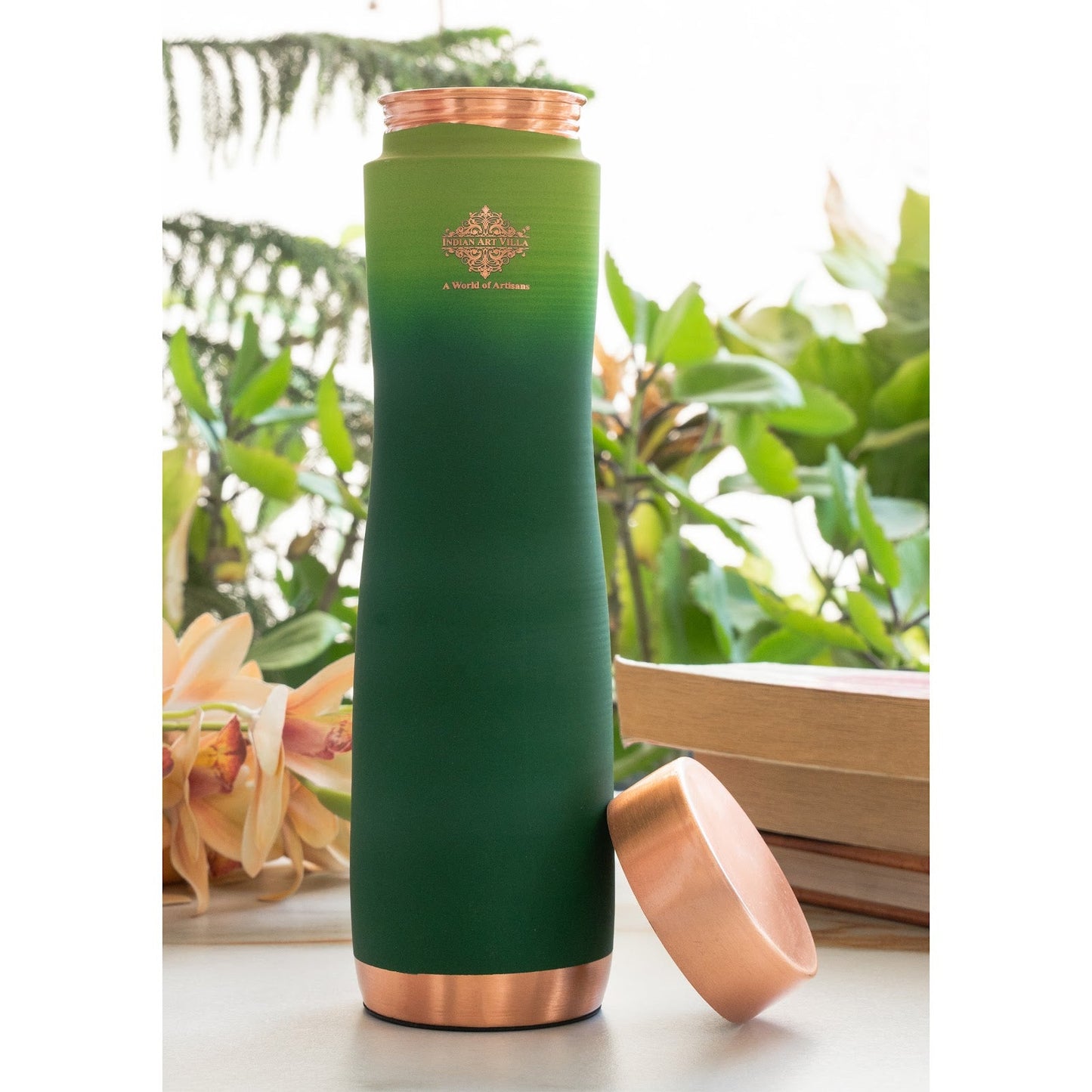 Pure Copper Water Bottle With Ombre Silk Finish Design – 1000ml