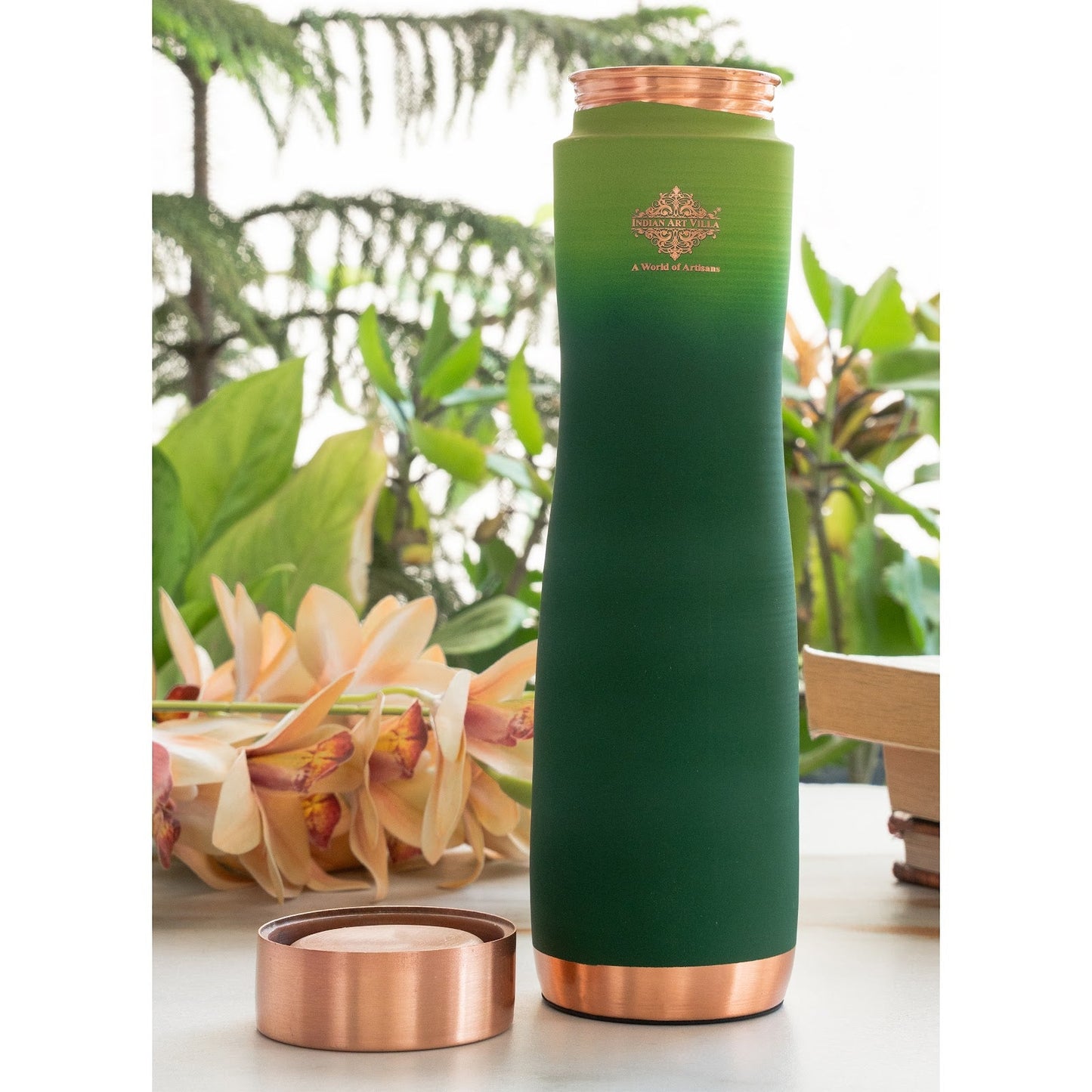 Pure Copper Water Bottle With Ombre Silk Finish Design – 1000ml