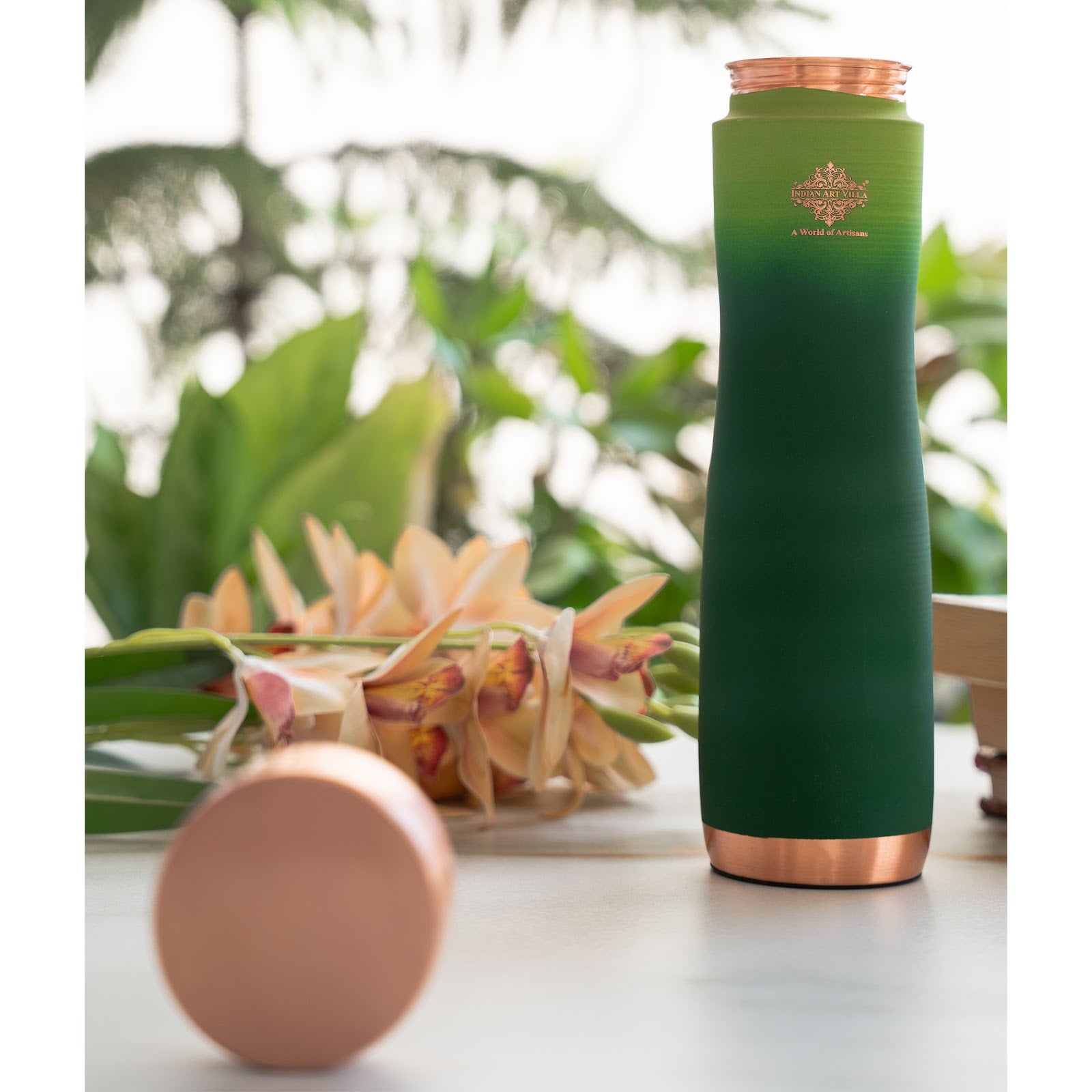 Pure Copper Water Bottle With Ombre Silk Finish Design – 1000ml