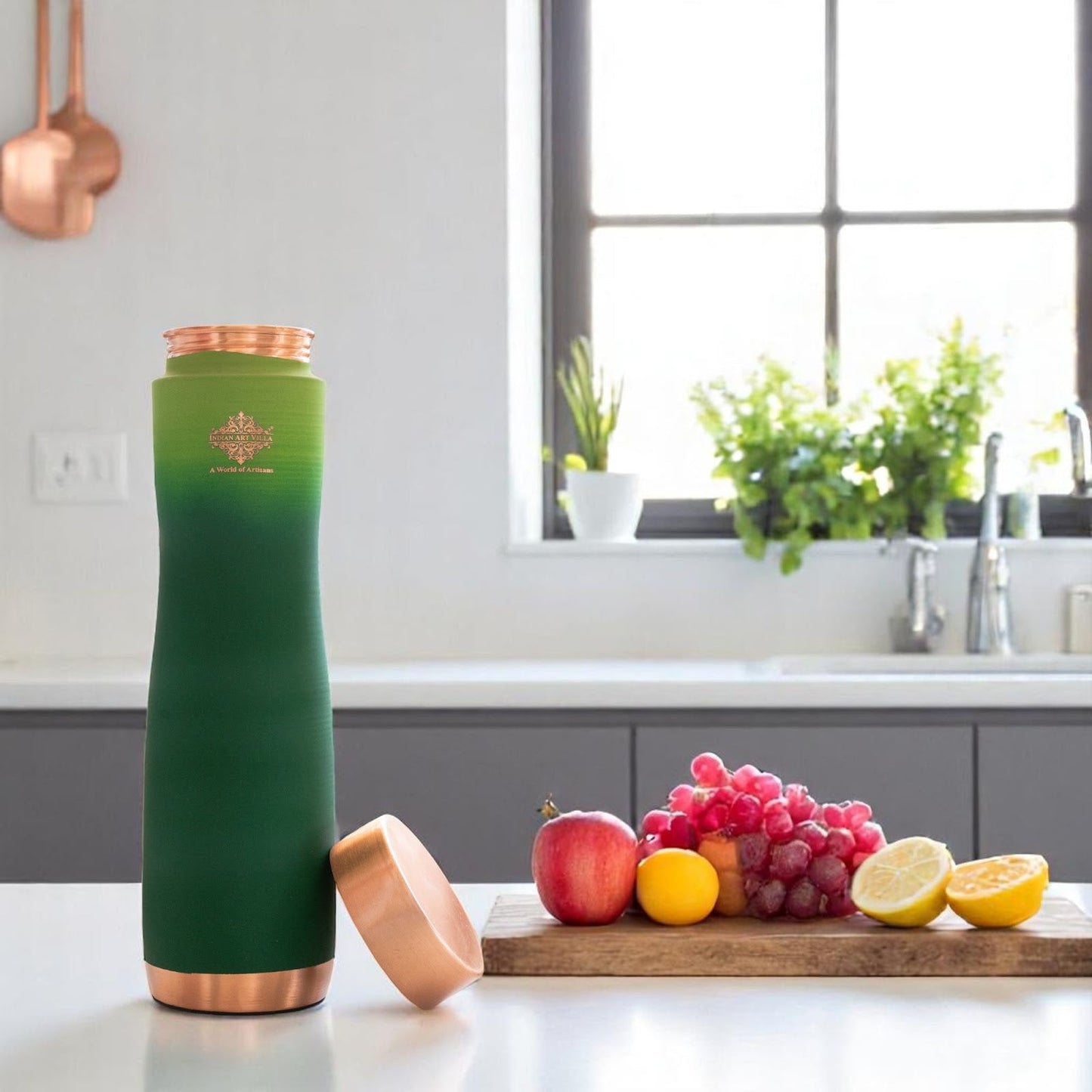 Pure Copper Water Bottle With Ombre Silk Finish Design – 1000ml