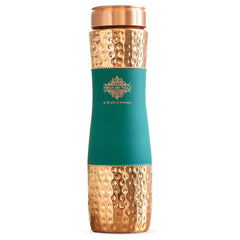 Pure Copper Bottle with Half Hammered and Half Silk Finish Color Design