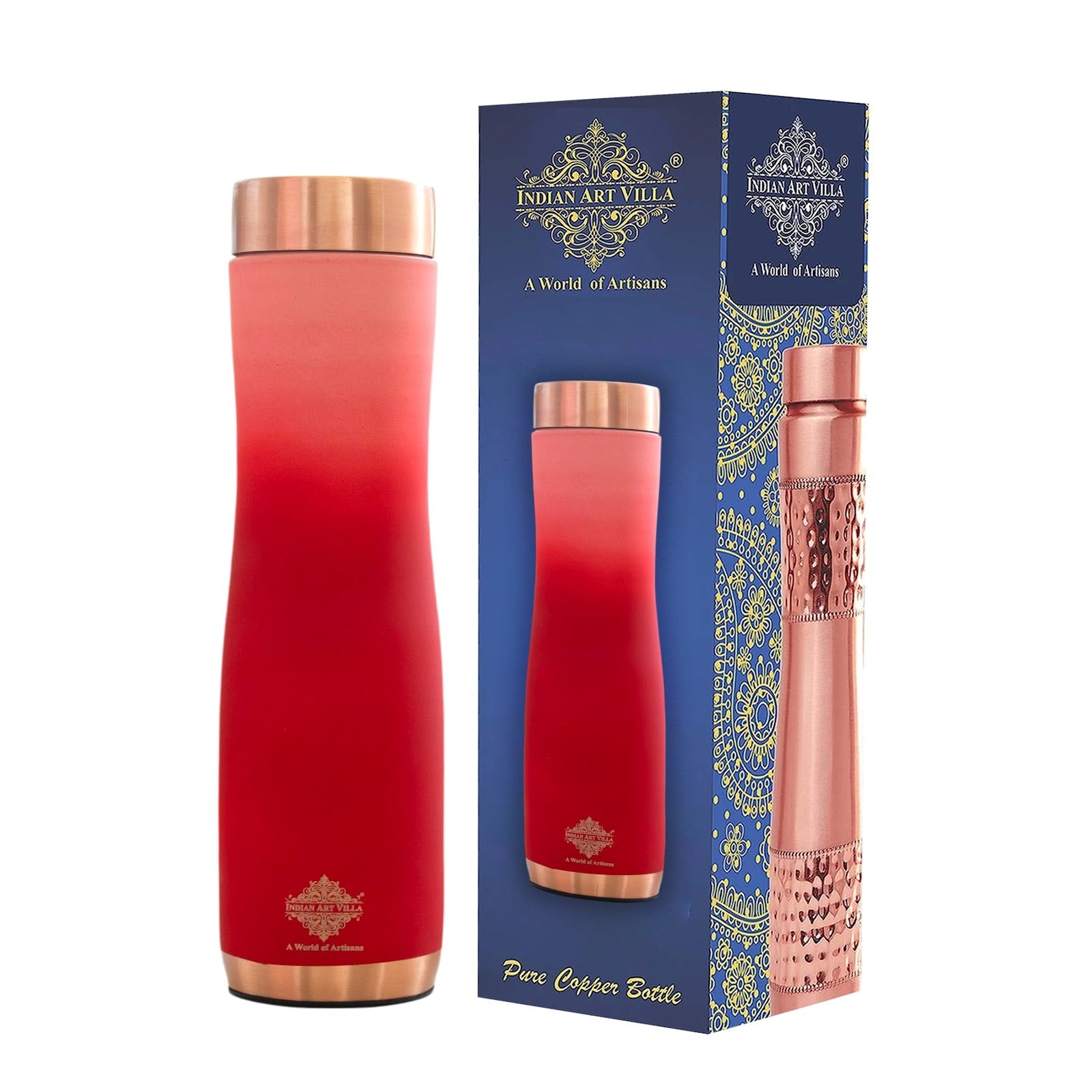 Pure Copper Water Bottle With Ombre Silk Finish Design – 1000ml