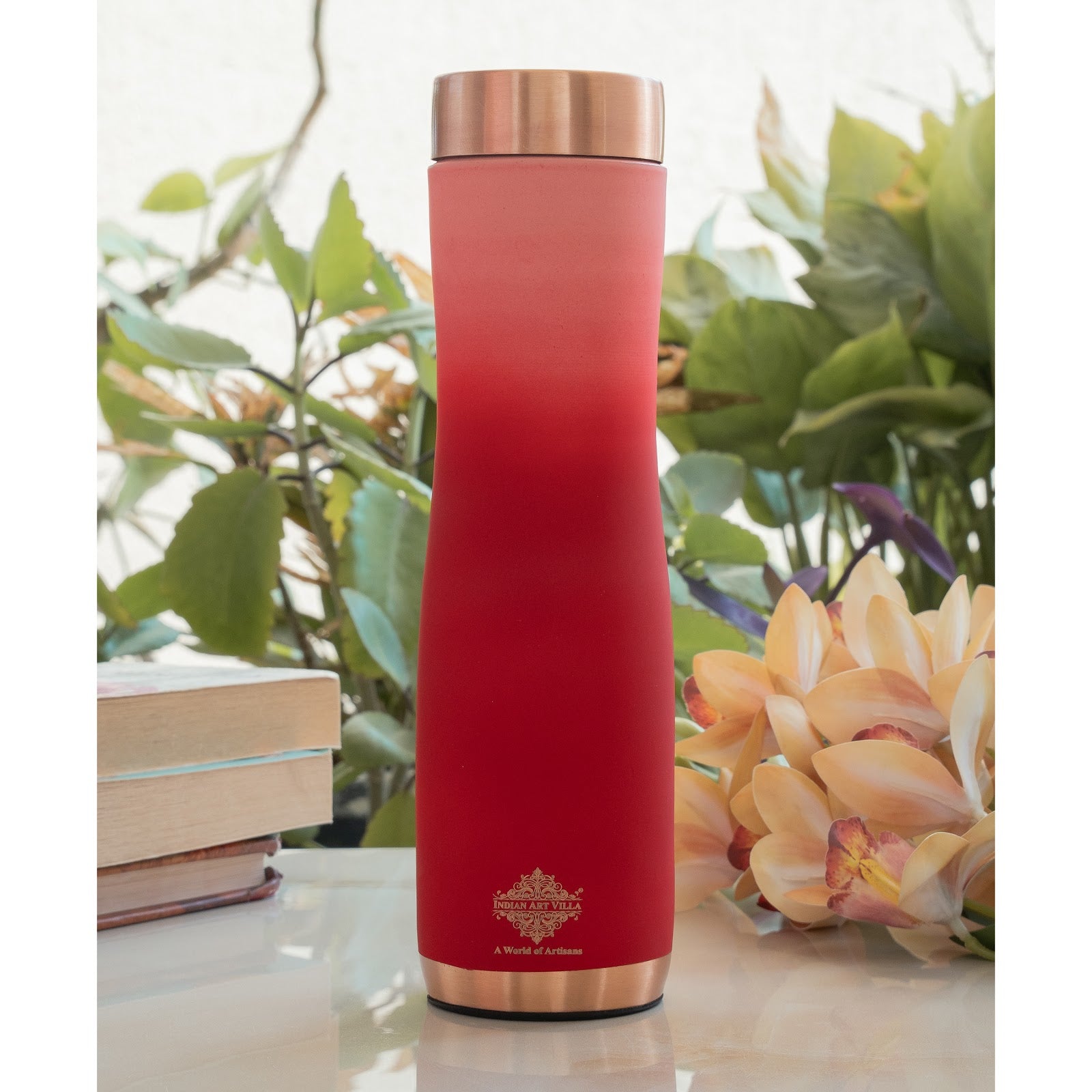 Pure Copper Water Bottle With Ombre Silk Finish Design – 1000ml