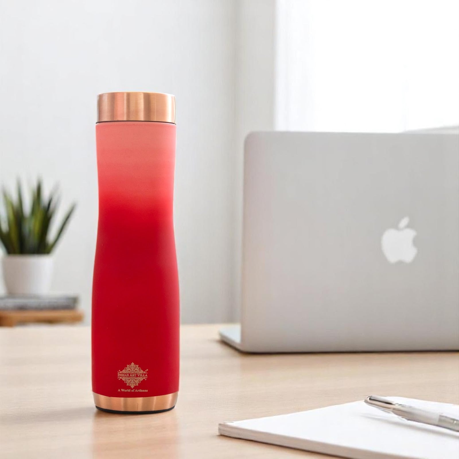 Pure Copper Water Bottle With Ombre Silk Finish Design – 1000ml