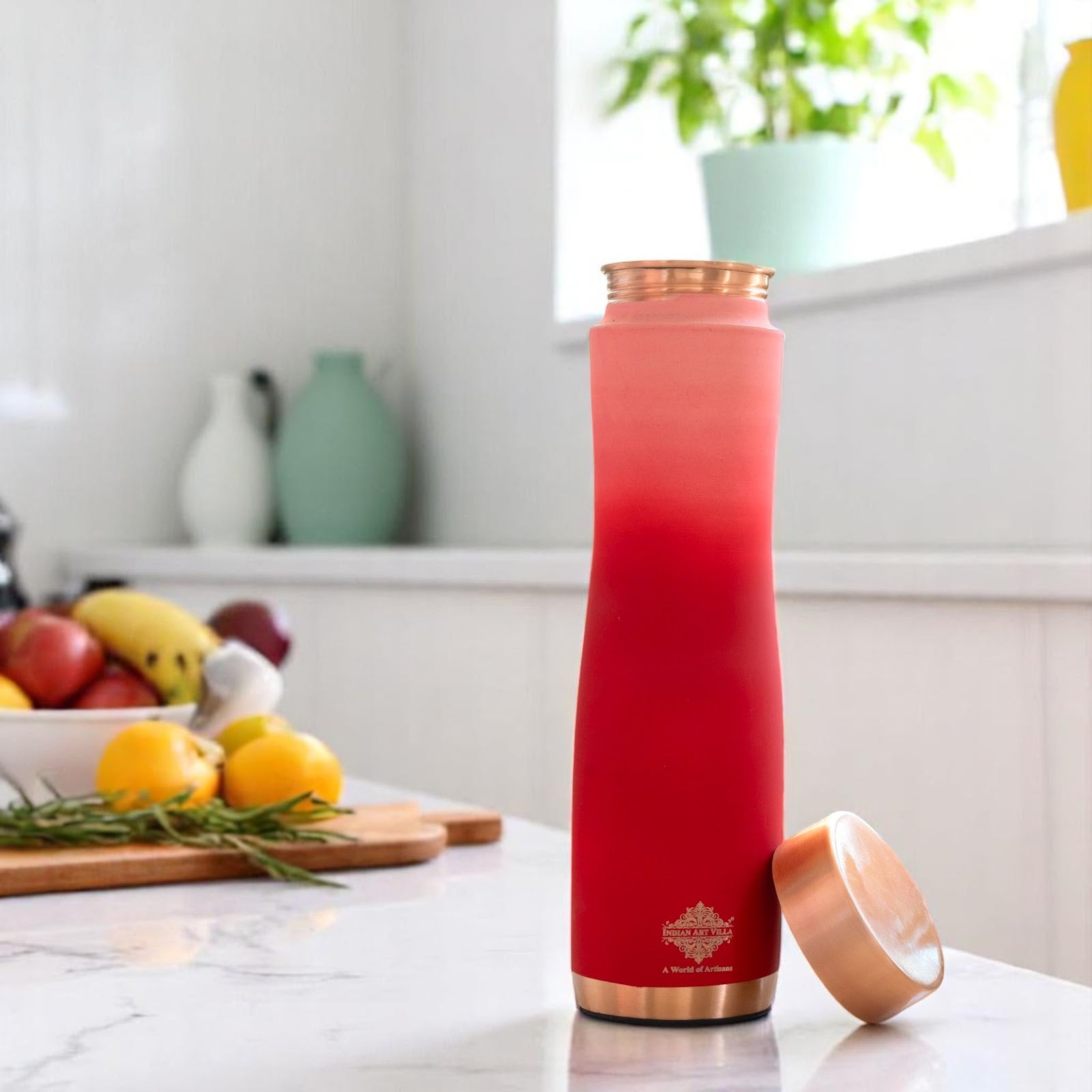 Pure Copper Water Bottle With Ombre Silk Finish Design – 1000ml