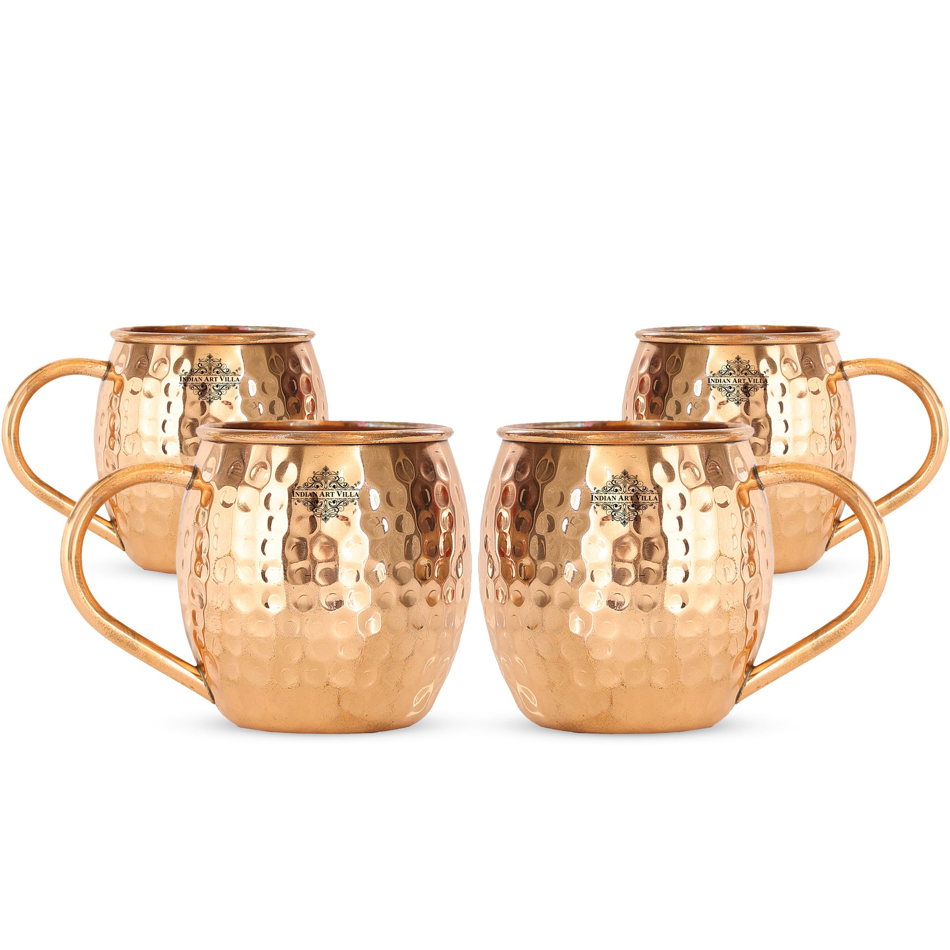 Pure Copper Hammered Round Shaped Moscow Mule, Beer Mug with Copper Handle, Drinkware, Barware, 530 ML