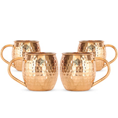 Pure Copper Hammered Round Shaped Moscow Mule, Beer Mug with Copper Handle, Drinkware, Barware, 530 ML