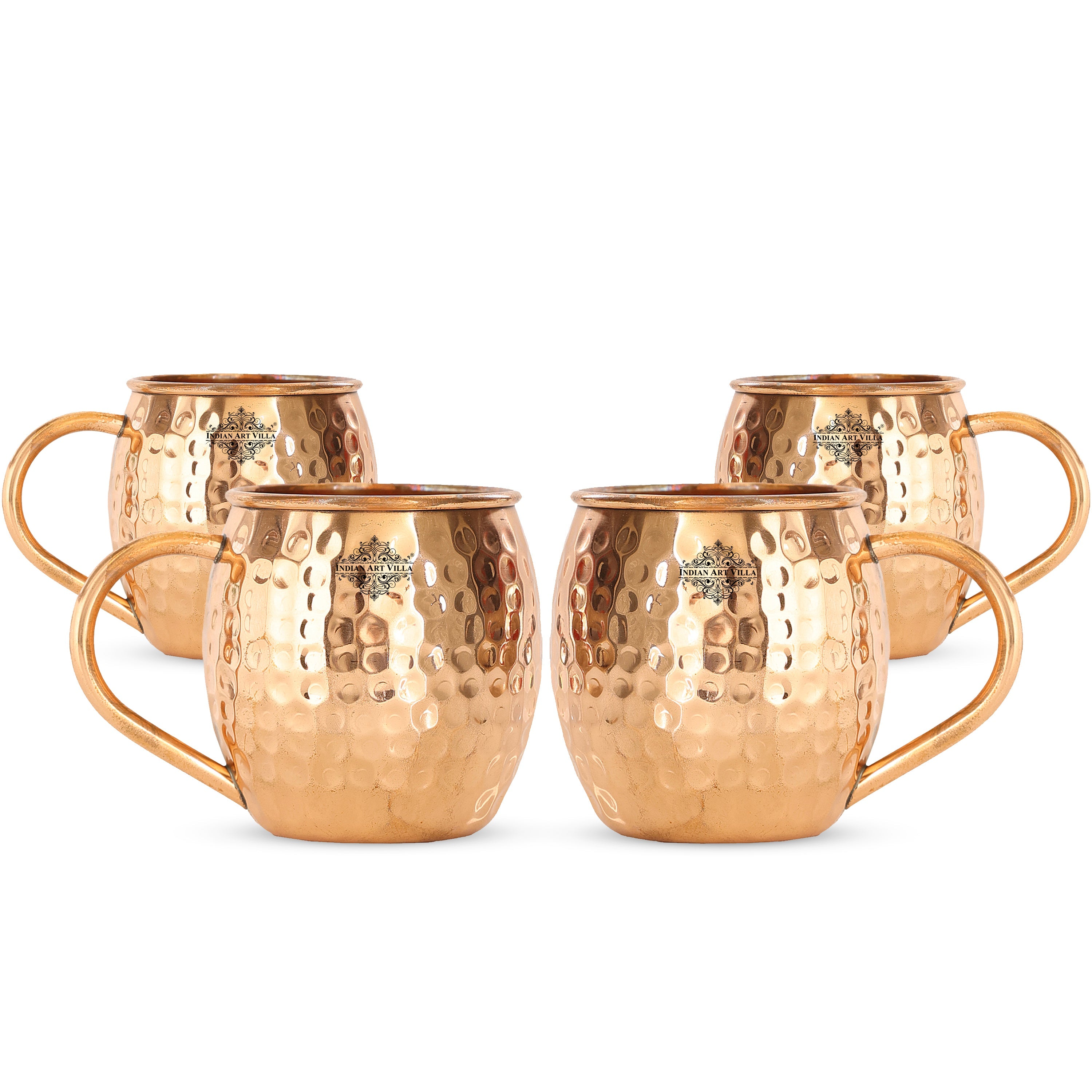 Pure Copper Hammered Round Shaped Moscow Mule, Beer Mug with Copper Handle, Drinkware, Barware, 530 ML