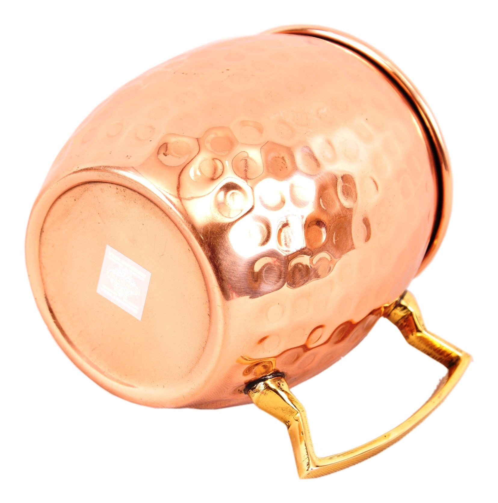 Pure Copper Hammered Round Shaped Moscow Mule, Beer Mug with Designer Brass Handle & Tin Lining, Barware, 530 ML