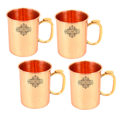 Pure Copper Plain Design Mug With Brass Thumb Design Handle 530 ML