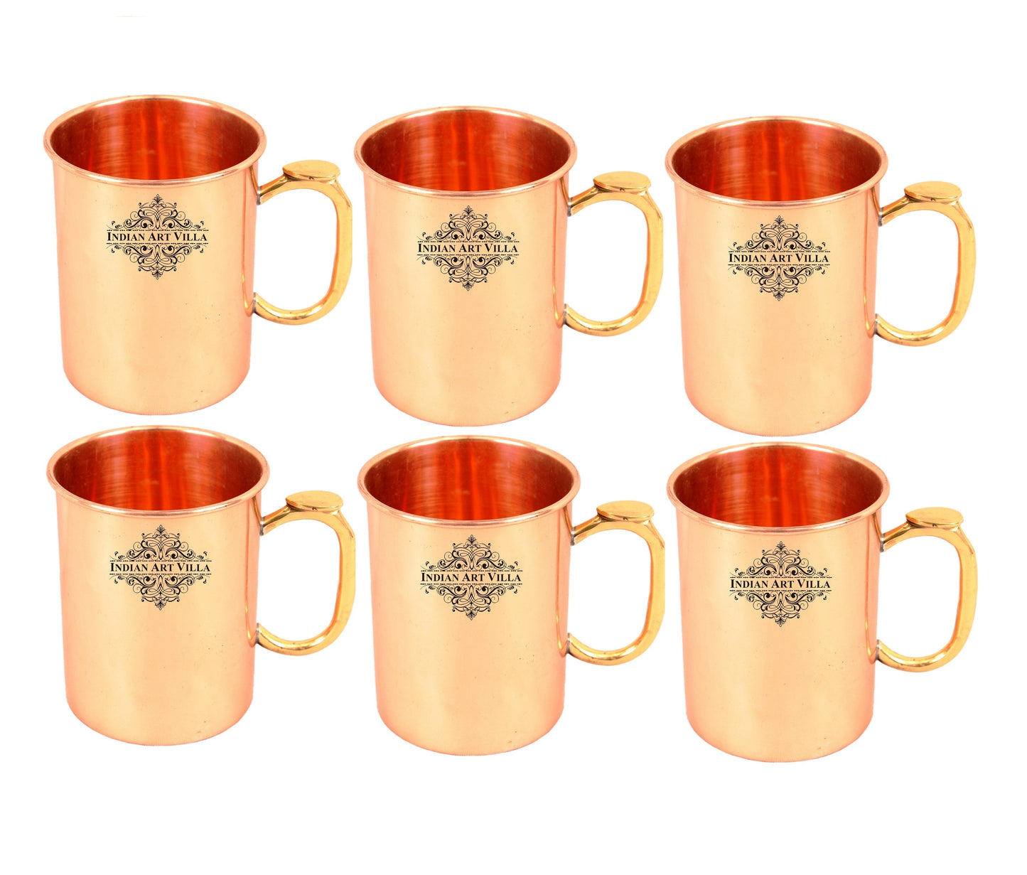Pure Copper Plain Design Mug With Brass Thumb Design Handle 530 ML