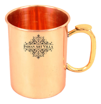 Pure Copper Plain Design Mug With Brass Thumb Design Handle 530 ML