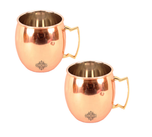 Pure Copper Plain Mug With Brass Handle 530 ML