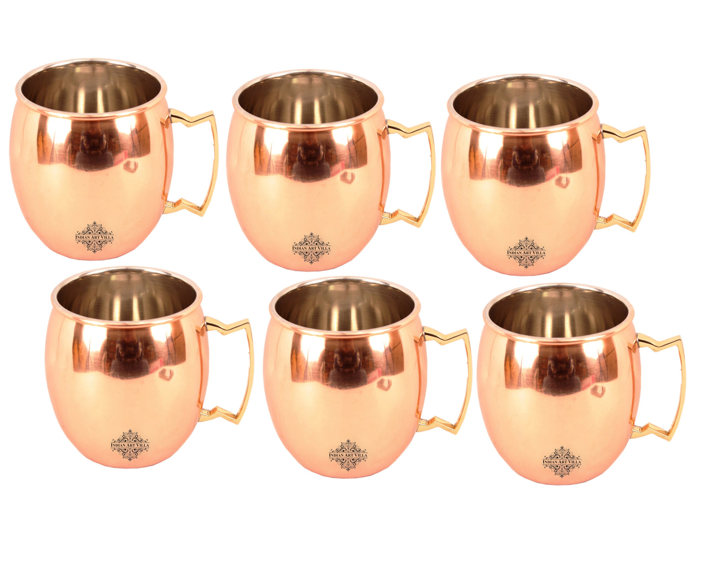 Pure Copper Plain Mug With Brass Handle 530 ML