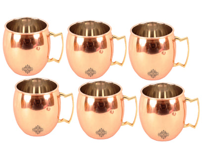 Pure Copper Plain Mug With Brass Handle 530 ML