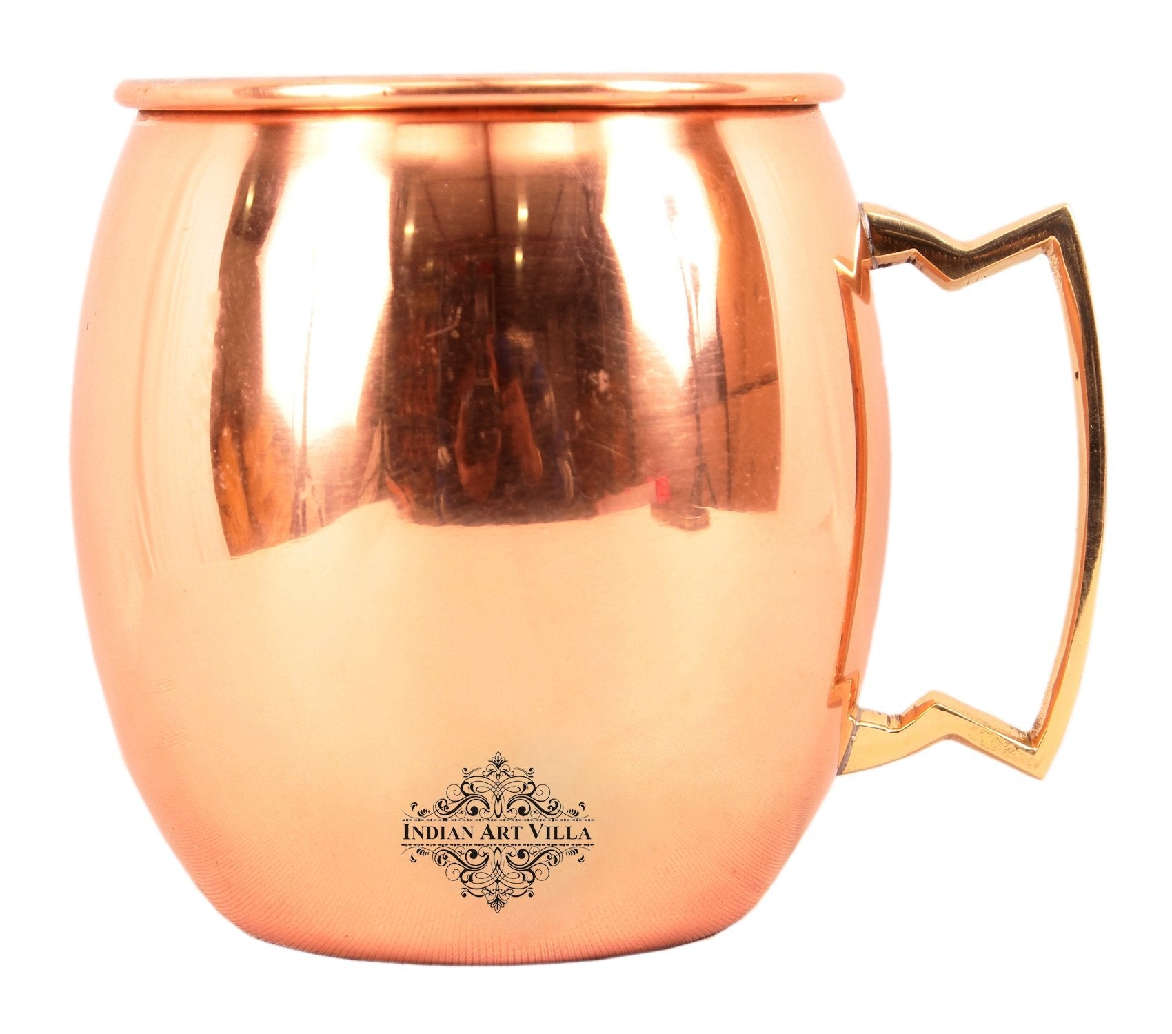 Pure Copper Plain Mug With Brass Handle 530 ML