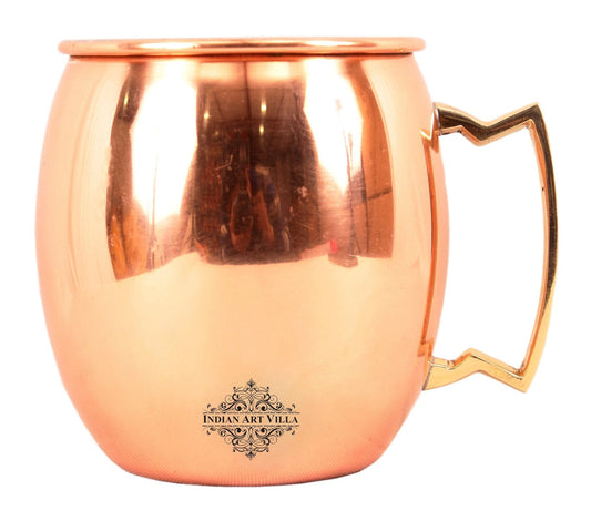 Pure Copper Plain Mug With Brass Handle 530 ML