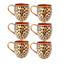 Pure Copper Round Shaped Black Hammered Design Moscow Mule Beer Mug Cup , Best for Beer Cocktail Parties, Barware, Volume-500ML