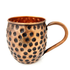 Pure Copper Round Shaped Black Hammered Design Moscow Mule Beer Mug Cup , Best for Beer Cocktail Parties, Barware, Volume-500ML