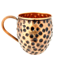 Pure Copper Round Shaped Black Hammered Design Moscow Mule Beer Mug Cup , Best for Beer Cocktail Parties, Barware, Volume-500ML