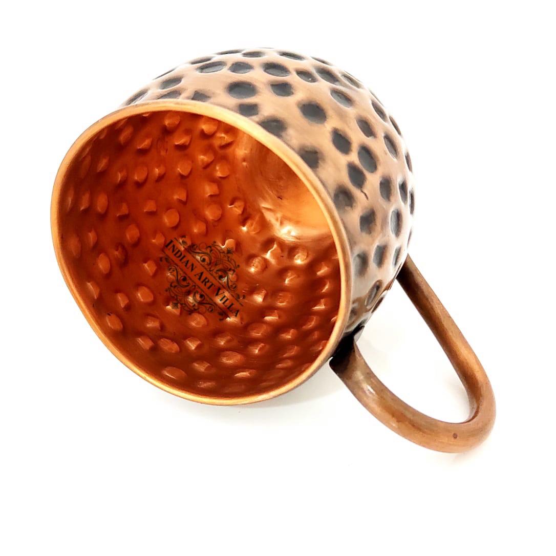 Pure Copper Round Shaped Black Hammered Design Moscow Mule Beer Mug Cup , Best for Beer Cocktail Parties, Barware, Volume-500ML