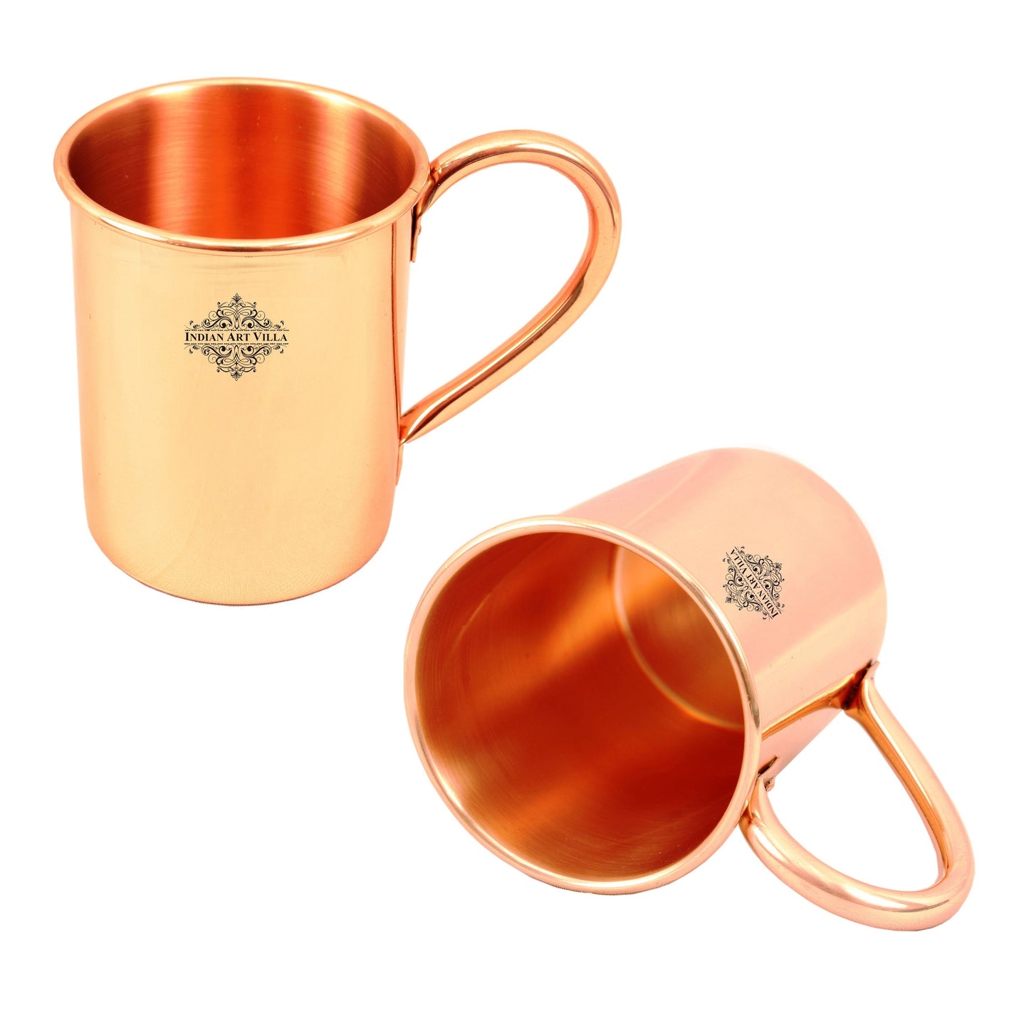 Pure Copper Straight Shaped Rolled Edge Plain Design Beer Mug - 400 ML