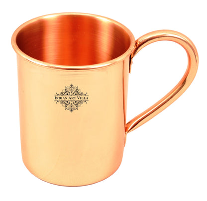 Pure Copper Straight Shaped Rolled Edge Plain Design Beer Mug - 400 ML