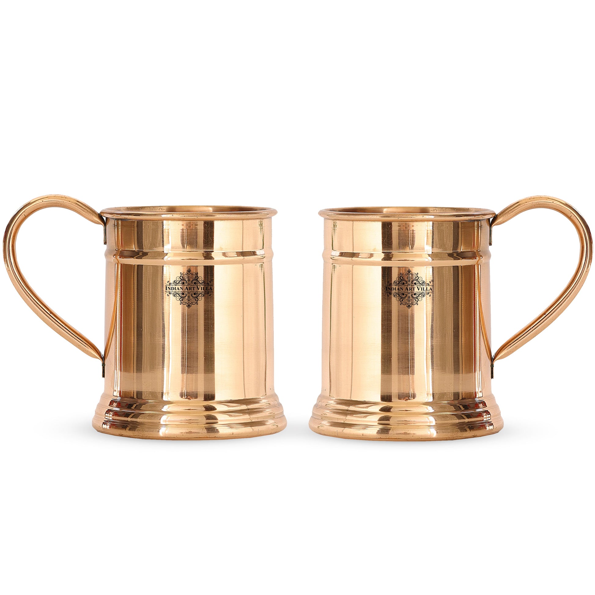 Pure Copper Handmade Mirror Line Design Moscow Mule Beer Mug with Copper Handle, Drinkware, Barware, 600ml