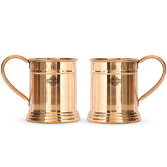 Pure Copper Handmade Mirror Line Design Moscow Mule Beer Mug with Copper Handle, Drinkware, Barware, 600ml