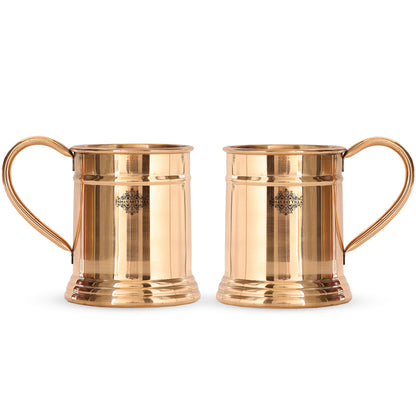 Pure Copper Handmade Mirror Line Design Moscow Mule Beer Mug with Copper Handle, Drinkware, Barware, 600ml