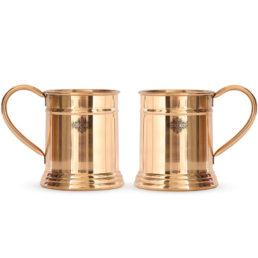 Pure Copper Handmade Mirror Line Design Moscow Mule Beer Mug with Copper Handle, Drinkware, Barware, 600ml
