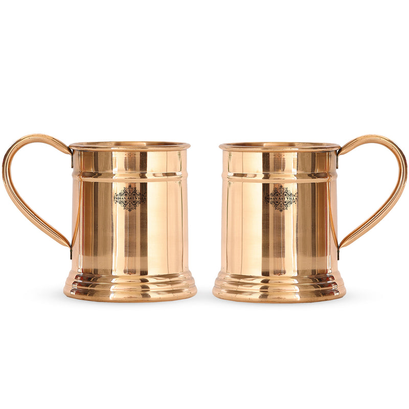 Pure Copper Handmade Mirror Line Design Moscow Mule Beer Mug with Copper Handle, Drinkware, Barware, 600ml