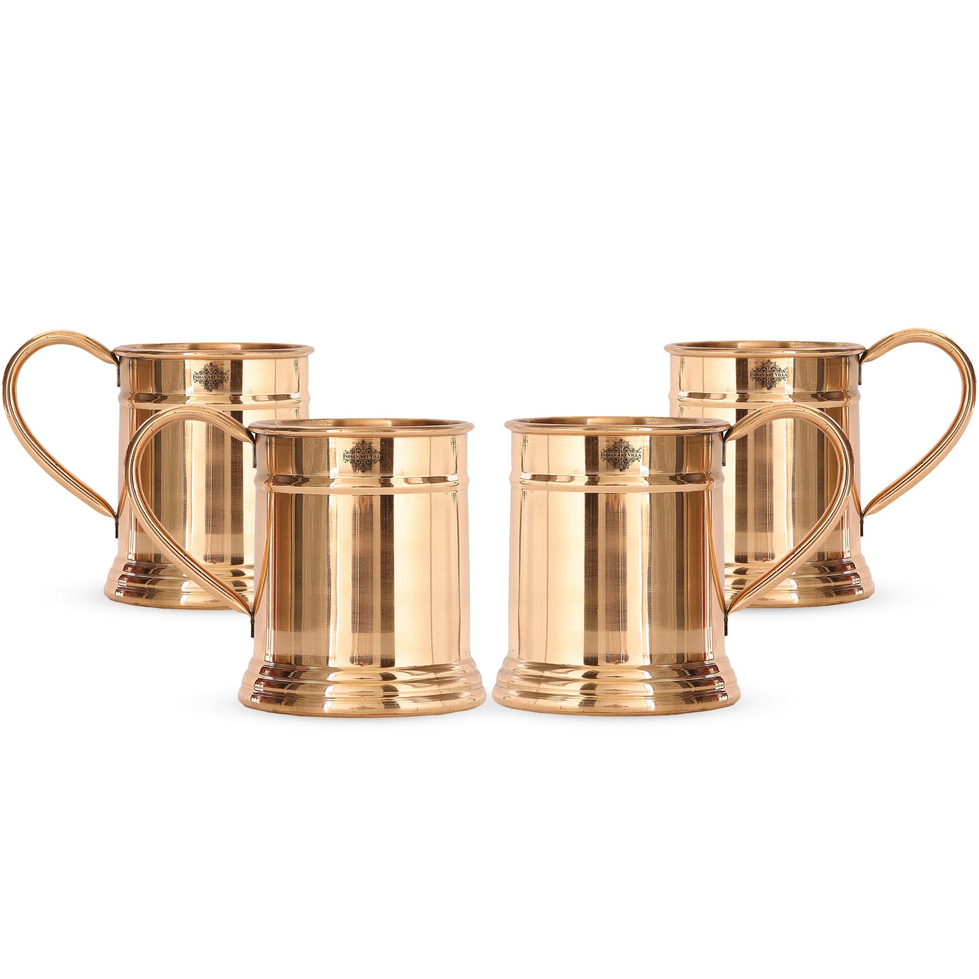 Pure Copper Handmade Mirror Line Design Moscow Mule Beer Mug with Copper Handle, Drinkware, Barware, 600ml