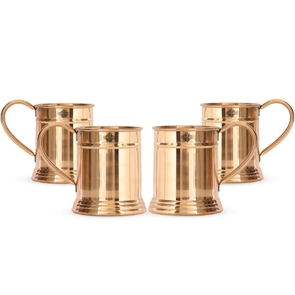 Pure Copper Handmade Mirror Line Design Moscow Mule Beer Mug with Copper Handle, Drinkware, Barware, 600ml