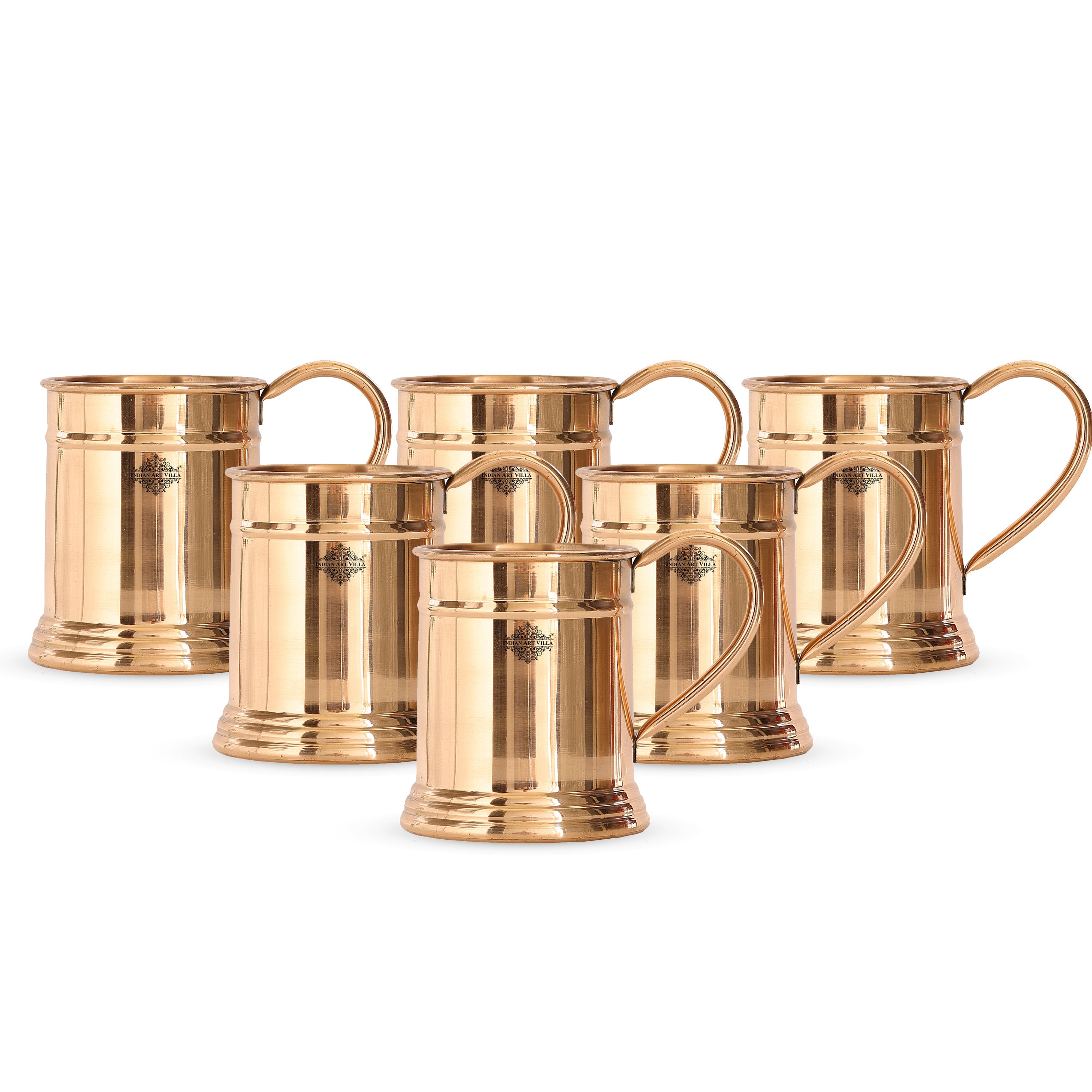 Pure Copper Handmade Mirror Line Design Moscow Mule Beer Mug with Copper Handle, Drinkware, Barware, 600ml